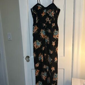 Xhilaration Black Floral Jumpsuit